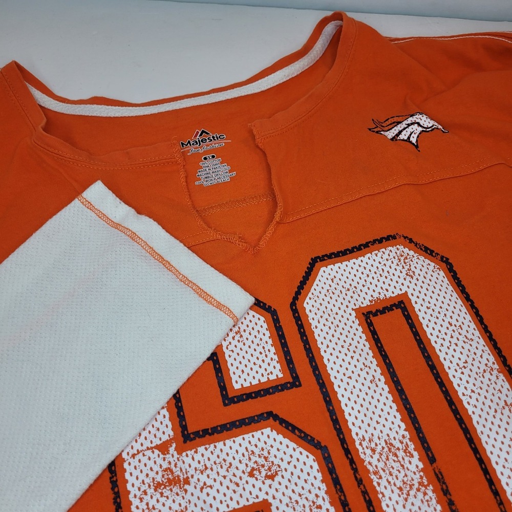 Majestic Faux Layer T-Shirt Bronco's Orange/White, Size 3X